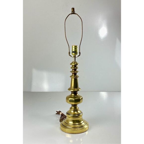 Vintage Stiffel Style Table Lamp MCM Heavy Brass Hollywood Regency 28" - Picture 2 of 6